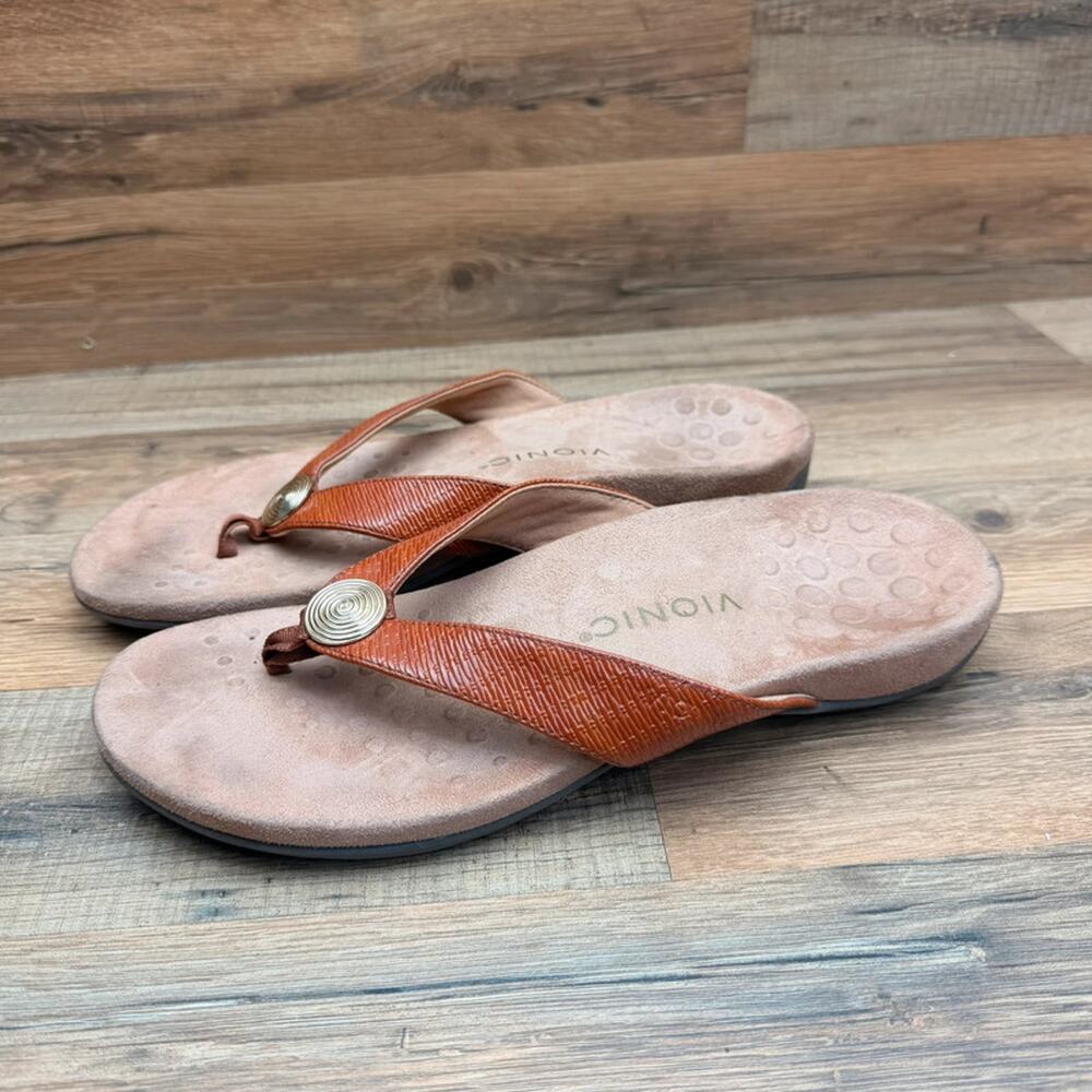 Vionic Women's Size 10 Hilda Brown Casual Slide Flip Flop Sandals Shoes
